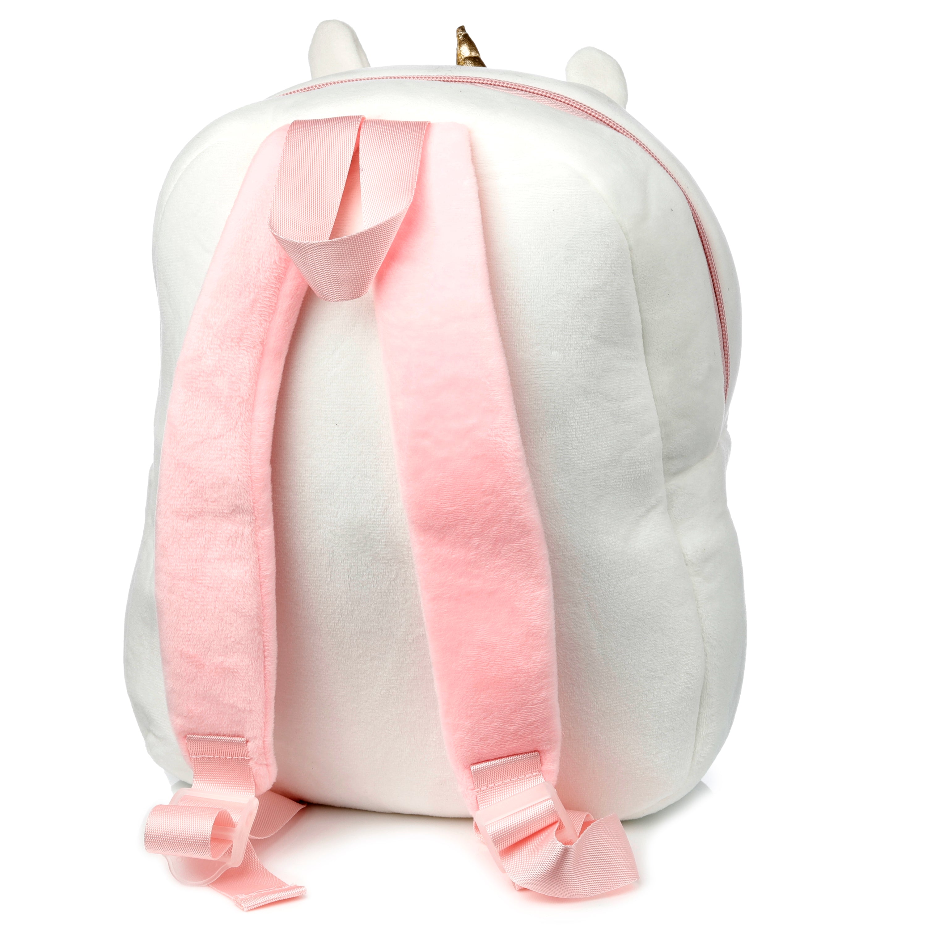Pink adjustable shoulder straps on the Adoracorns unicorn toddler backpack.