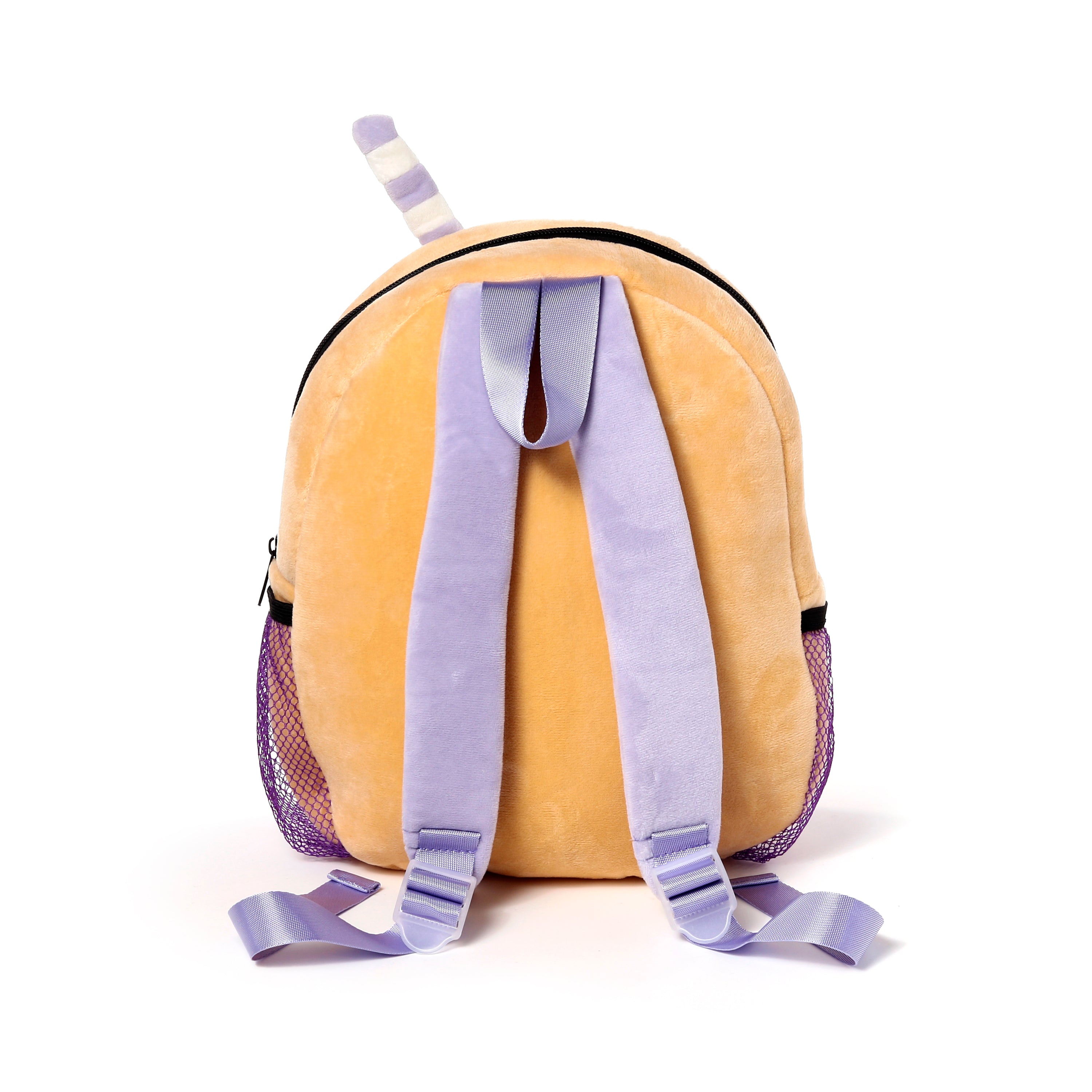 Back view of Foodiemals Boba tea backpack showing adjustable shoulder straps and depth.