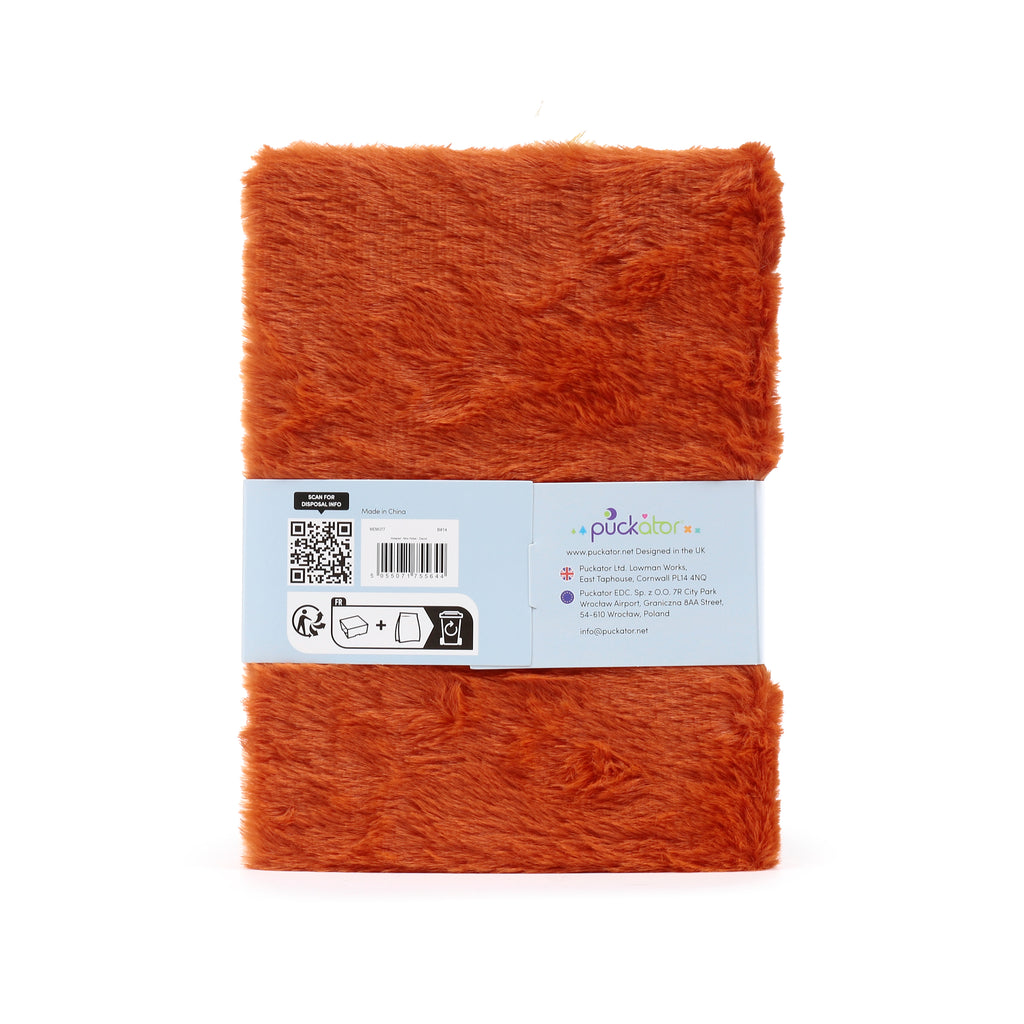 Highland Coo fuzzy animal journal for kids, featuring a soft shaggy coat and lined A5 paper back.