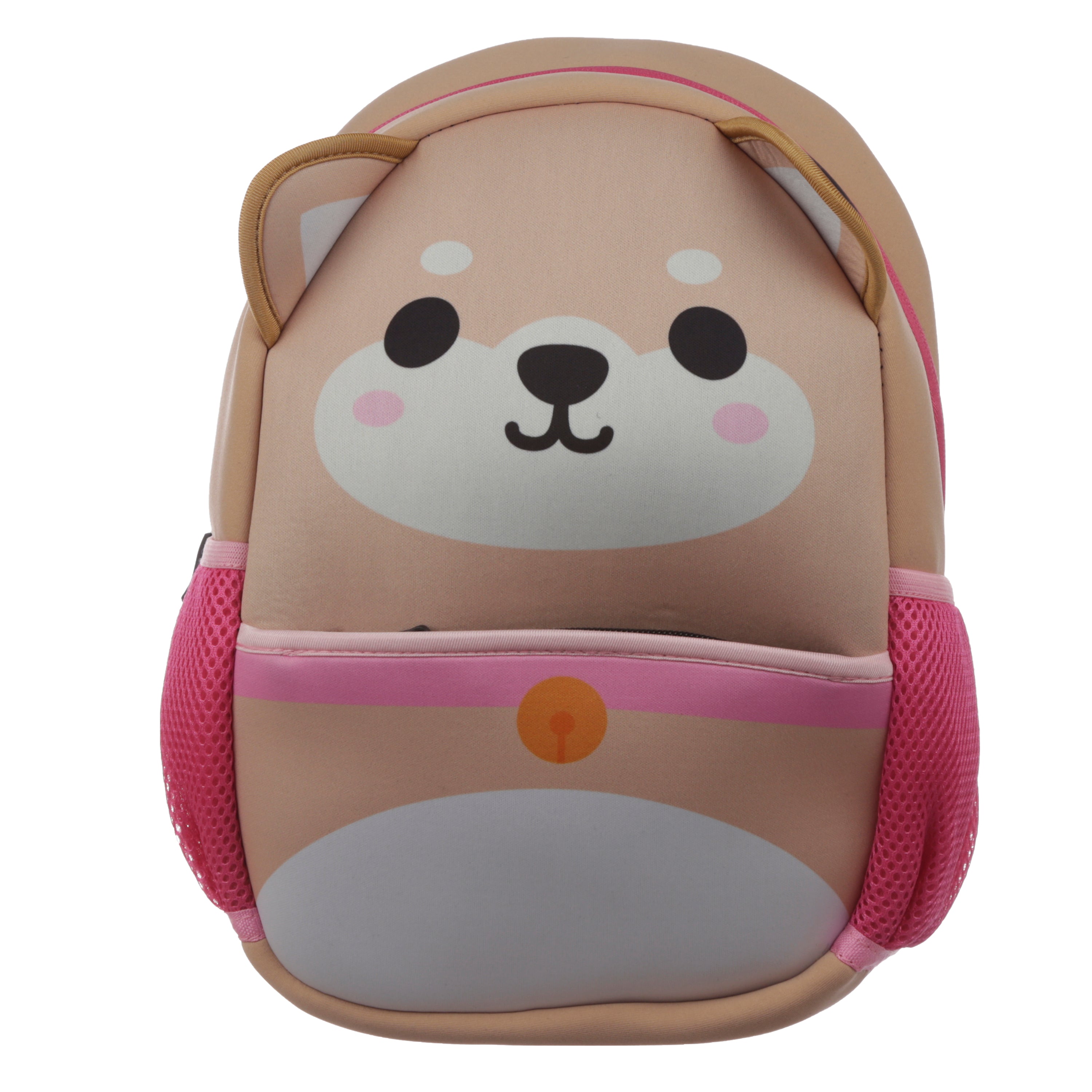 Adoramals Shiba Inu dog kids backpack made of tan neoprene with pointy ears.