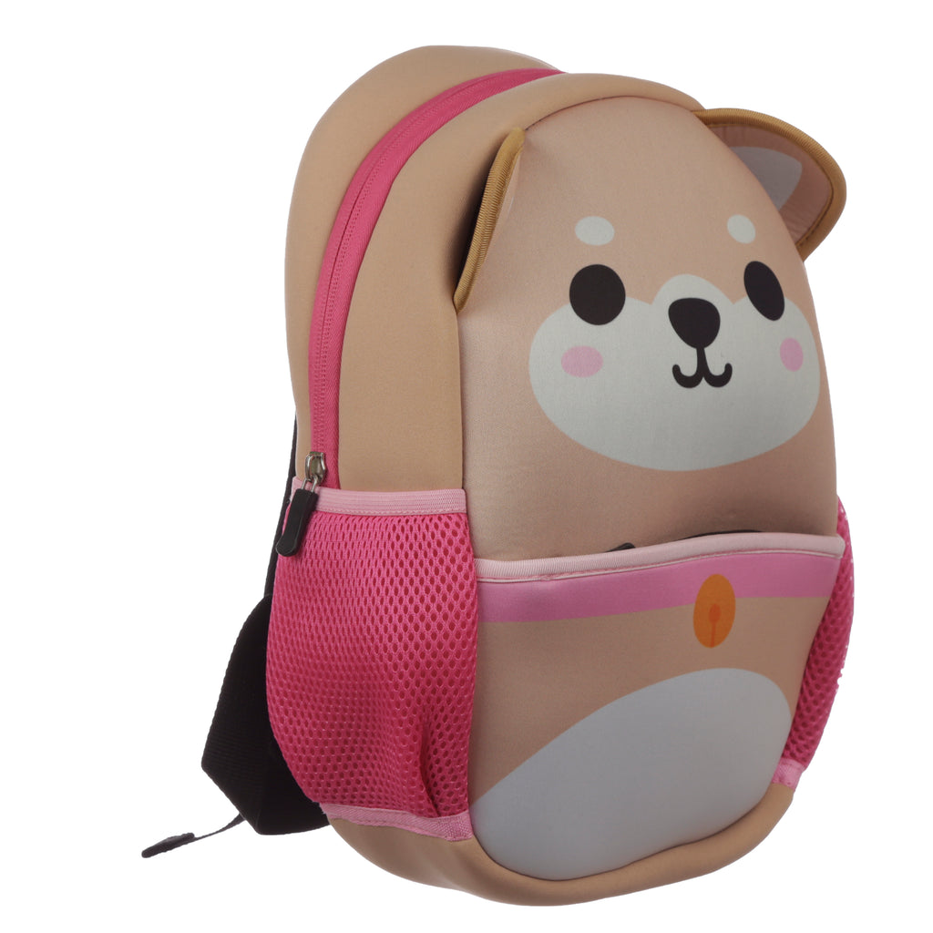 Side profile of the Shiba Inu bag showing the 10cm depth and sturdy EVA shape.
