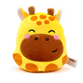 Squidglys Raffi the Giraffe plush toy with yellow fur, brown spots, and pink cheeks front.