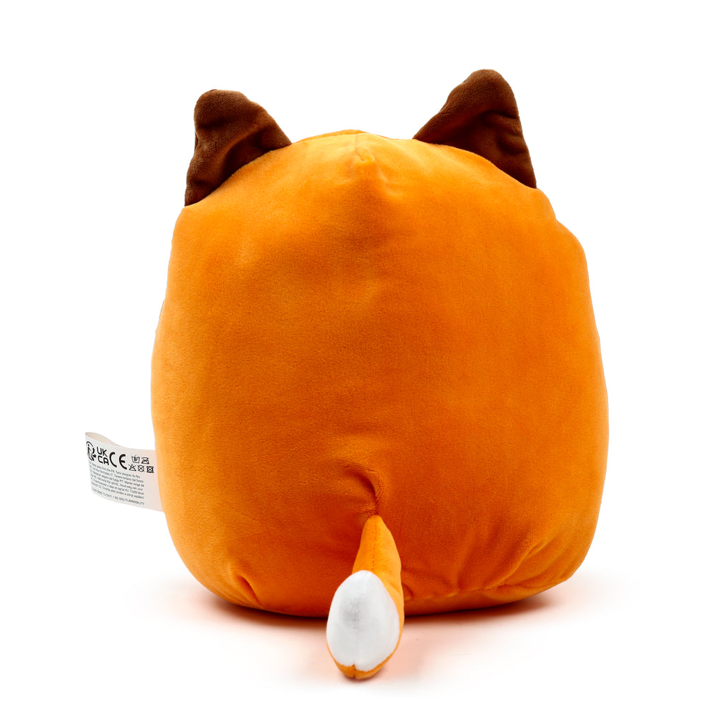 Squidglys Finnick the Fox plush toy with ginger orange fur and a winking face back.