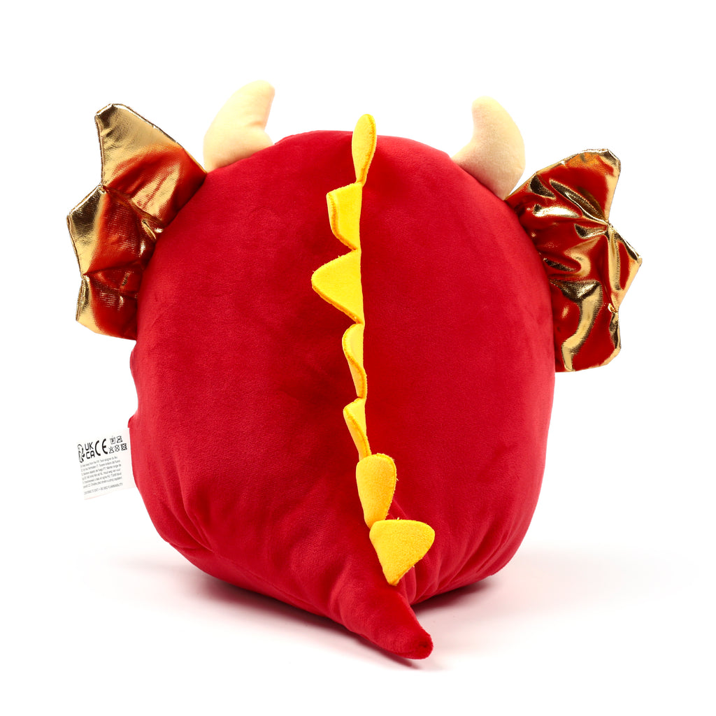 Roscoe the Dragon from the Adoramagic collection, a mythical soft Velboa toy for dragon lovers back.