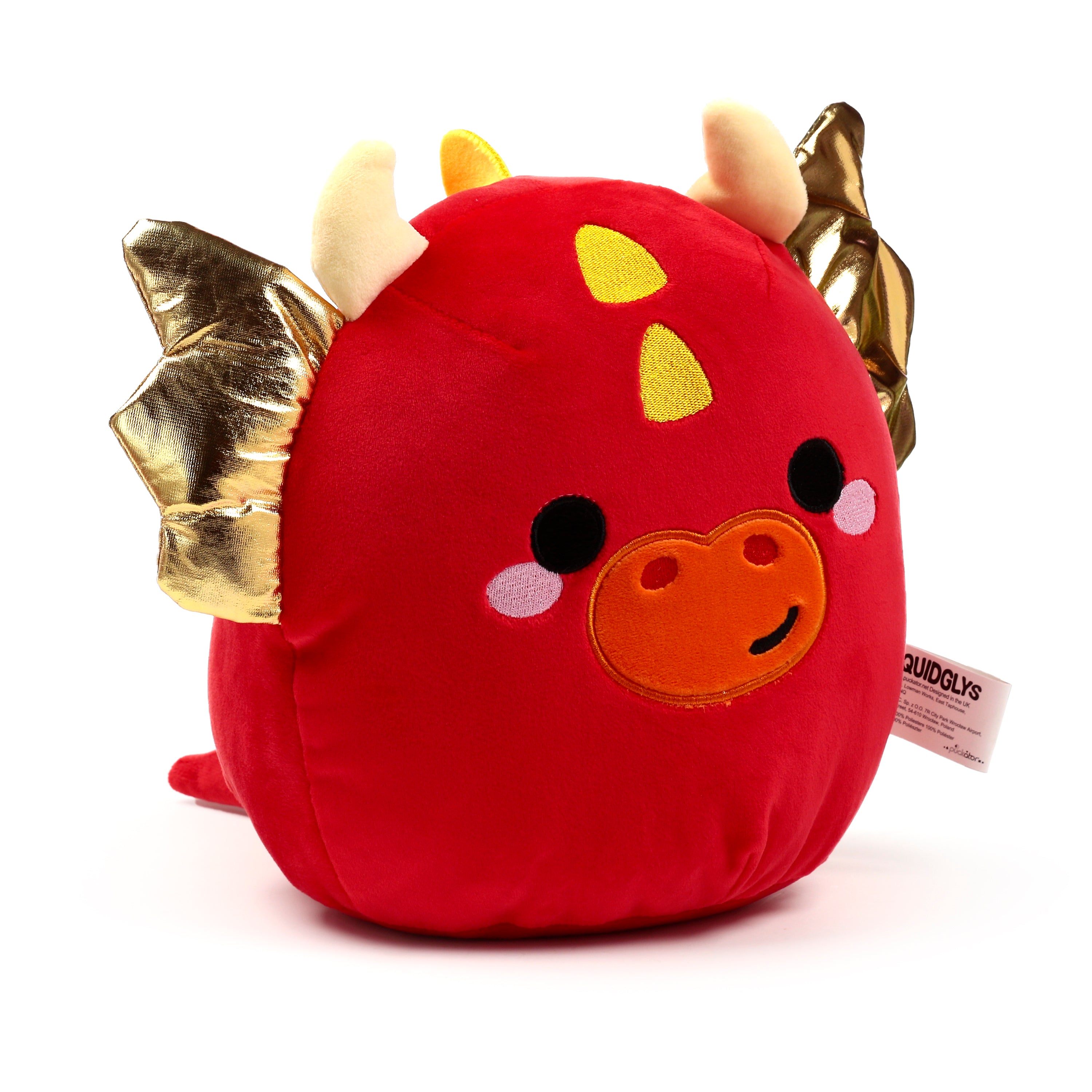 Roscoe the Dragon from the Adoramagic collection, a mythical soft Velboa toy for dragon lovers left.