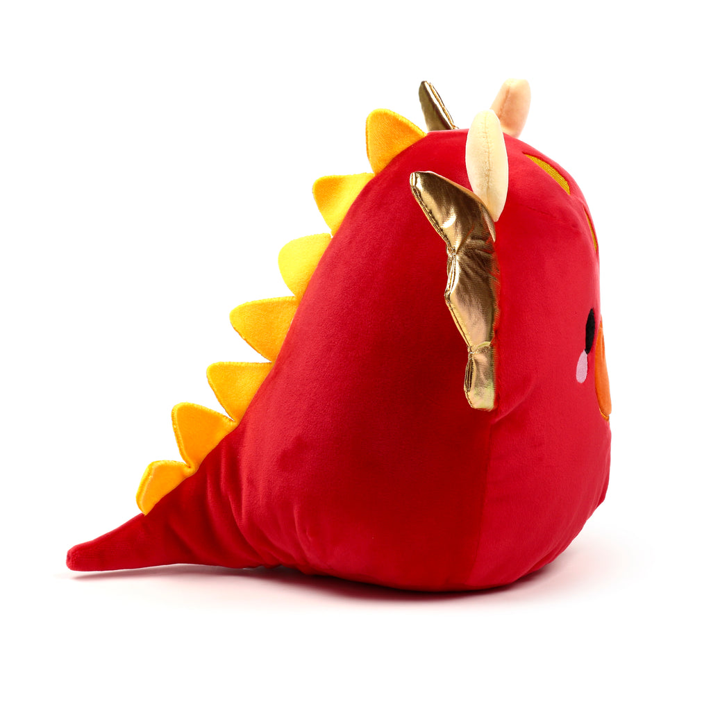 Roscoe the Dragon from the Adoramagic collection, a mythical soft Velboa toy for dragon lovers profile left.