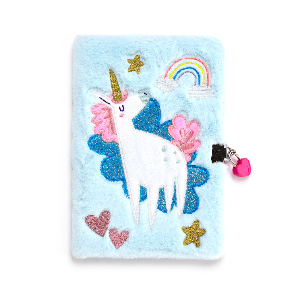 Unicorn Magic Plush Notebook with Padlock
