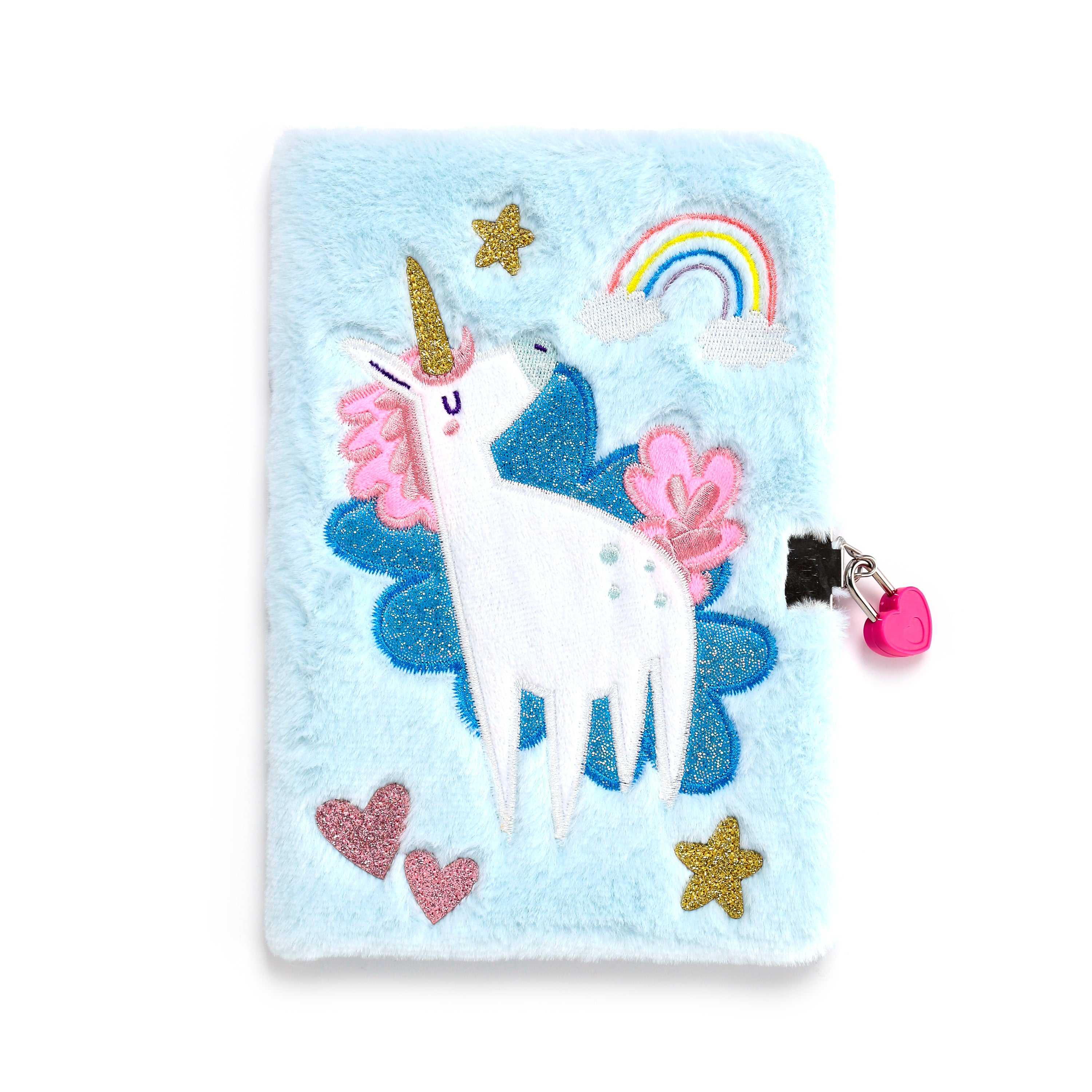 Unicorn Magic Plush Notebook with Padlock