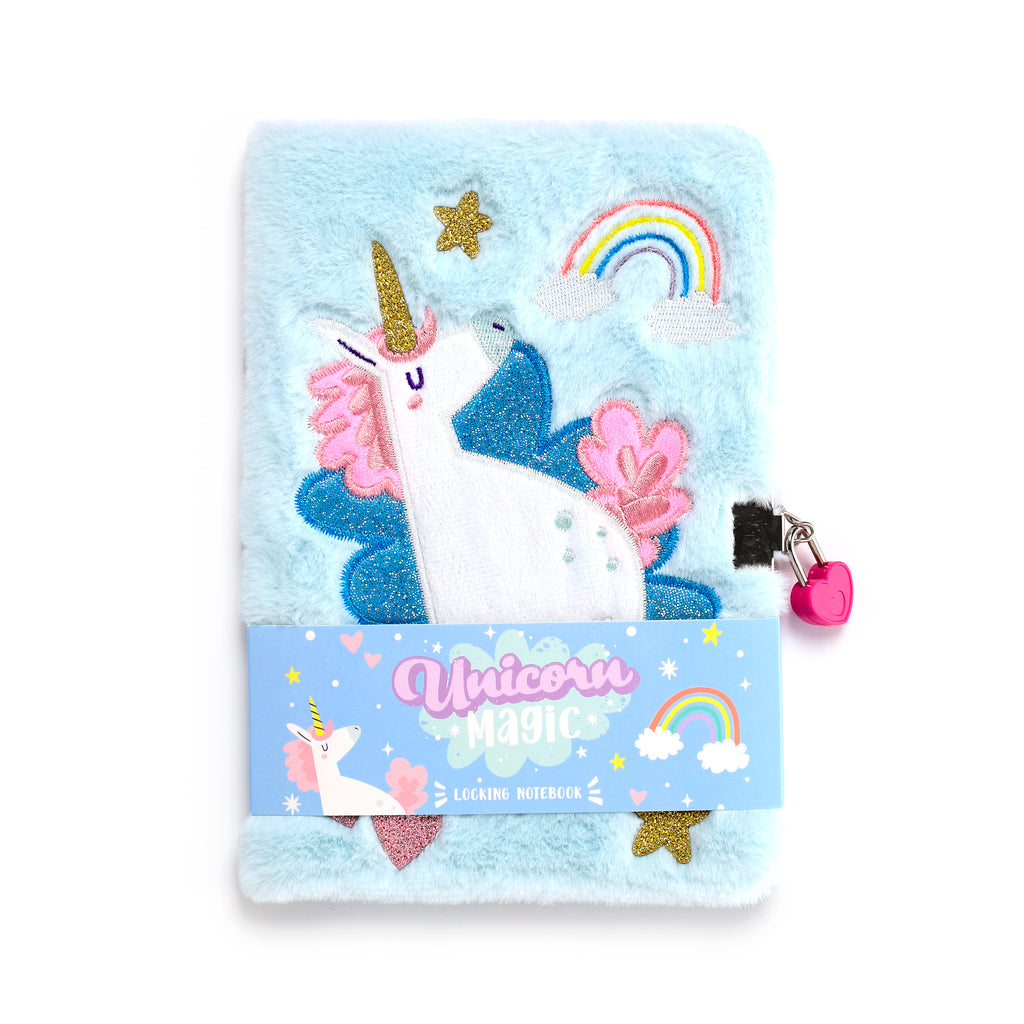 Unicorn Magic Plush Notebook with Padlock