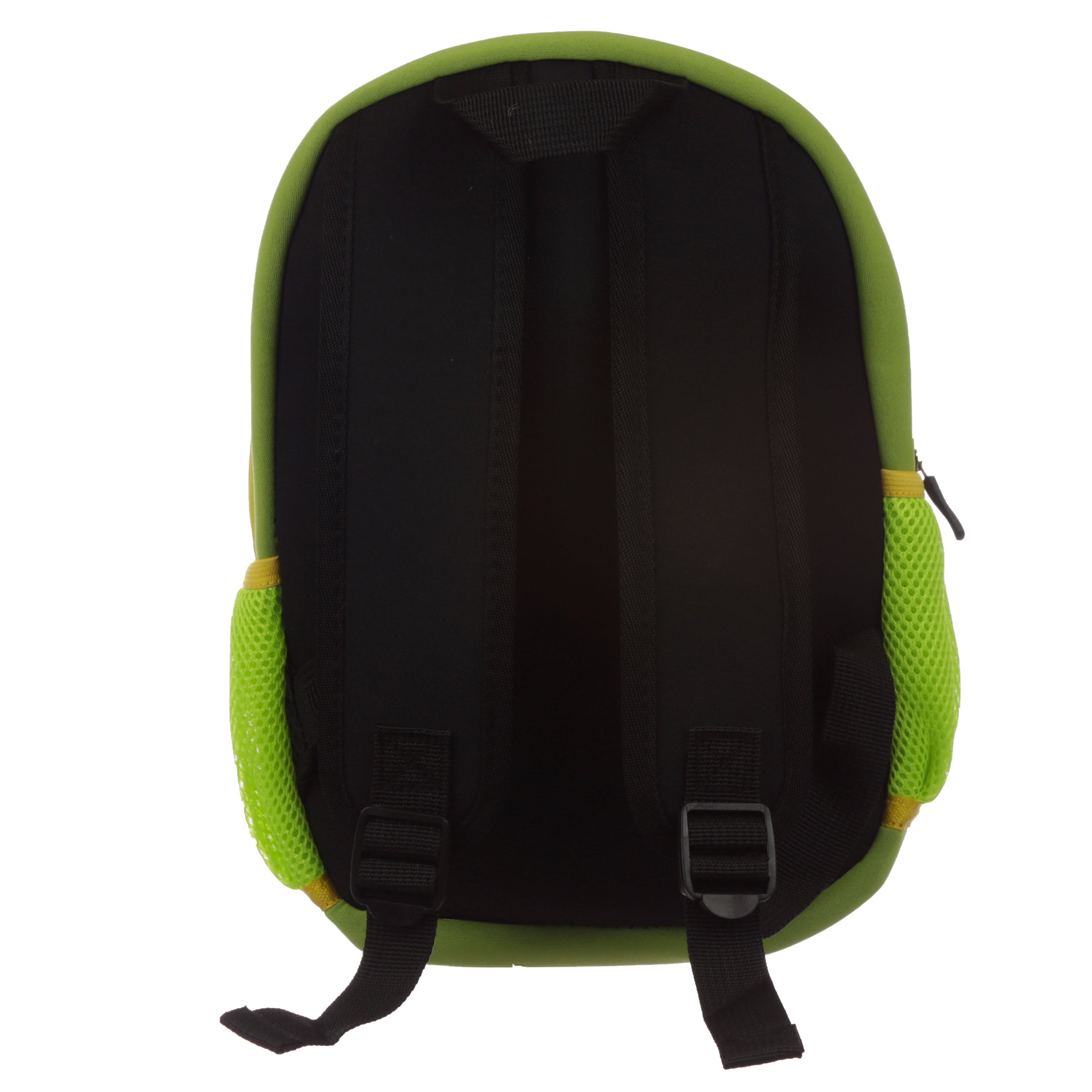 Adjustable padded shoulder straps on the dinosaur neoprene school bag.