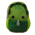 Adoramals Dinosaur neoprene kids backpack with 3D green spikes and horns.